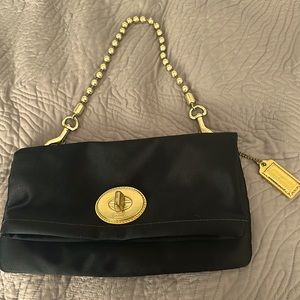 Coach satin evening clutch/shoulder bag. Good condition!
